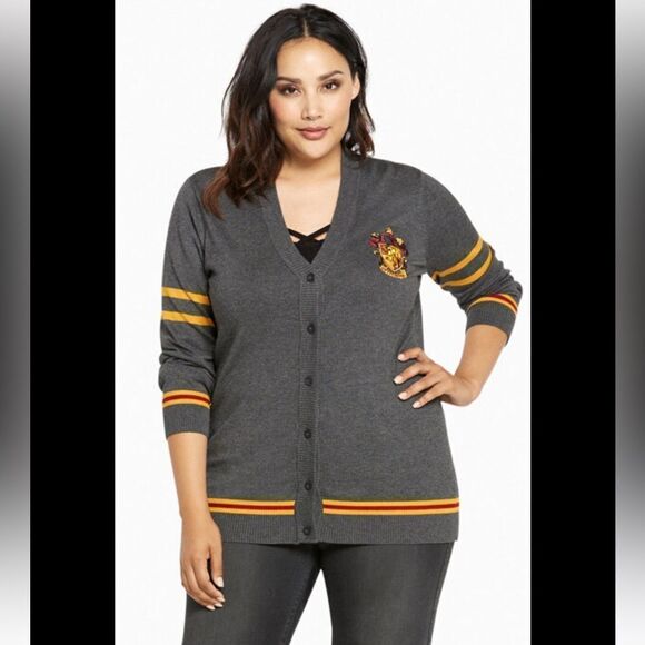 Harry Potter Womens Gryffindor House Button Front Cardigan Knit Sweater Size L‎ - Picture 1 of 8